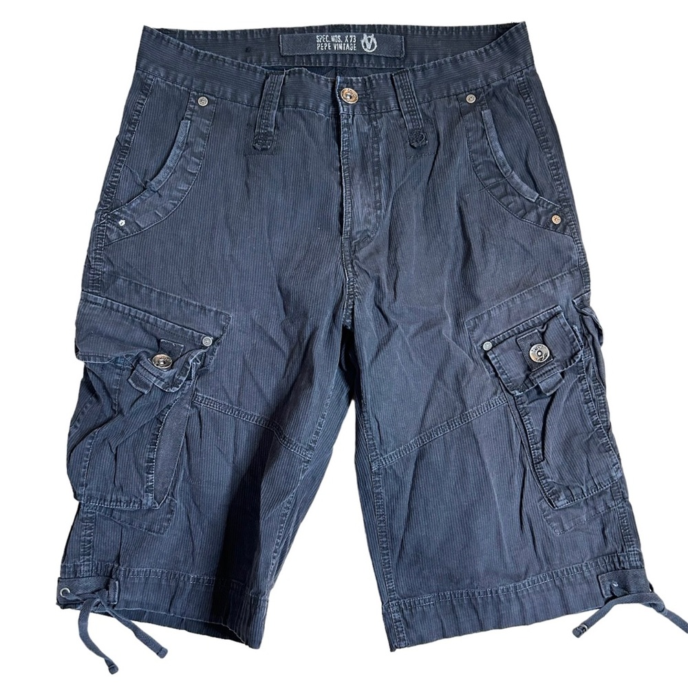 Pepe Vintage Mens Cargo Shorts Size 32 Charcoal Combat Baggy Surplus Long